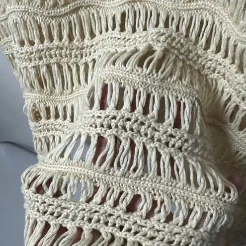 Zyia Active Sweater Womens Hilton Head Ivory Knit Fish Net Top Cover Up 3X Tan