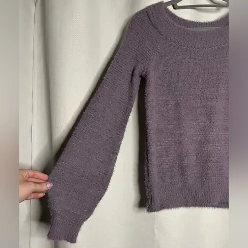 Made With Love Purple Fuzzy Scoop Neck Sweater Large
