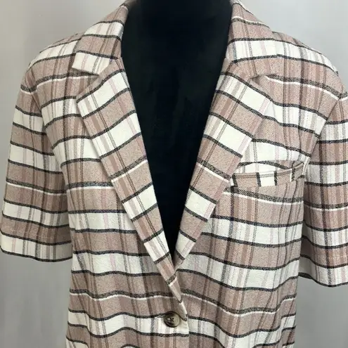 Treasure & Bond Plaid Short Sleeve Blazer woman’s size medium