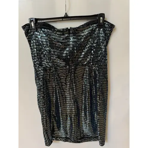 Ramy Brook Women's Daya Sequined Strapless Minidress Navy Disco Knit sz 14