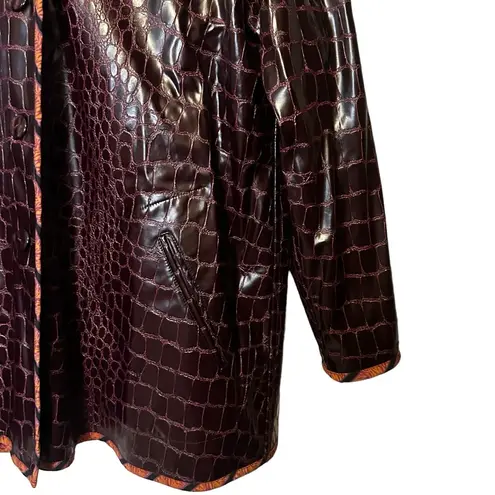 KOOS of Course! Reversible Snake Print Vinyl Jacket Size 1X A63817 Brown