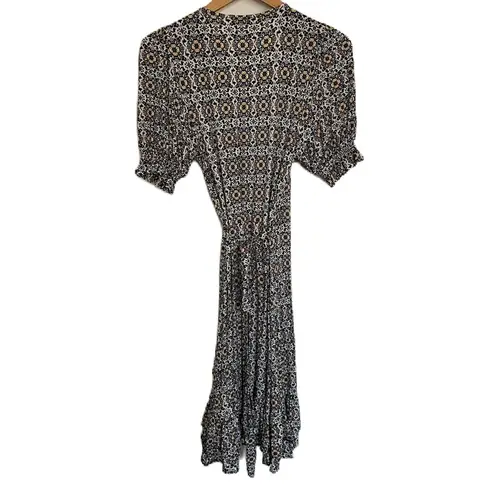 Boden Dress Women's Black Opulent Pome Ruffle Wrap Jersey Mini 4R Size undefined