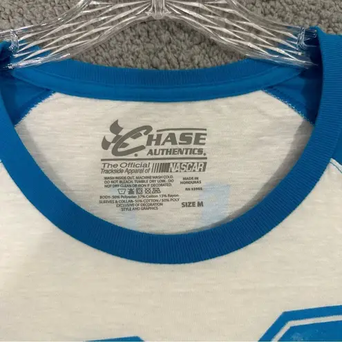 Chase Authentics Tony Stewart Shirt Women M Blue White #14 NASCAR Raglan Tee