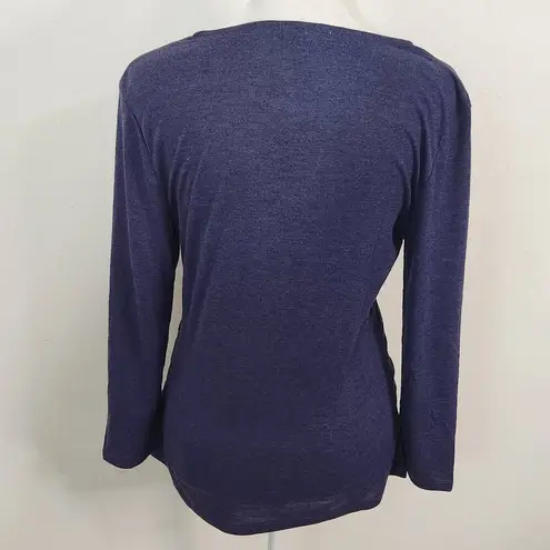 One World  Navy Knit Top with Twist Accent NWT Size Small Dark Blue Top