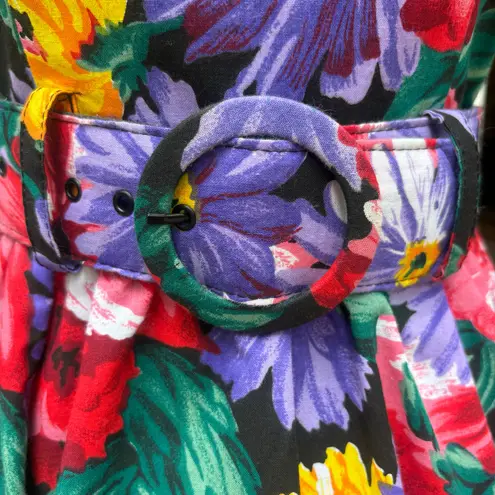 All that jazz VTG Floral Mini Dress Sz SM Multicolored Bold Belted Fit and Flare