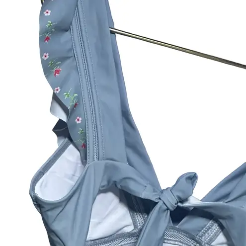 One Piece Flutter Strap Swimsuit Medium Blue