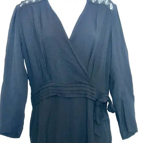 Sandro Noya wrap-effect macramé lace-paneled crepe jumpsuit EUR 40