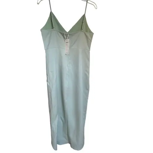 NWT CMZ 2005 Women’s V neck Spaghetti strap Midi Cocktail Dress 8/10 Mint Green