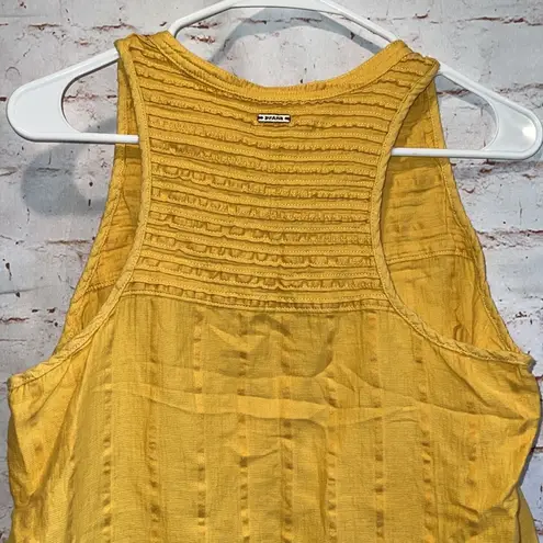 prAna Shirt Womens Small Yellow Nieves Sleeveless Tank Top V Neck Button Front