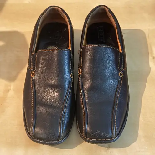 Born Black Leather Loafers Size 6 Handcrafted Comfort Slip