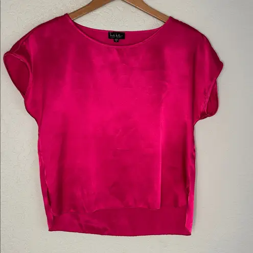 Wicked 2 Satin Tops Nicole Miller NY Pink & Green Blouse Small Jewel Tone