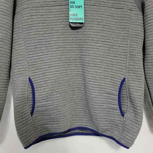 Simply Southern  1/4 Snap Pullover Sweater Gray Blue Ribbed Size Large