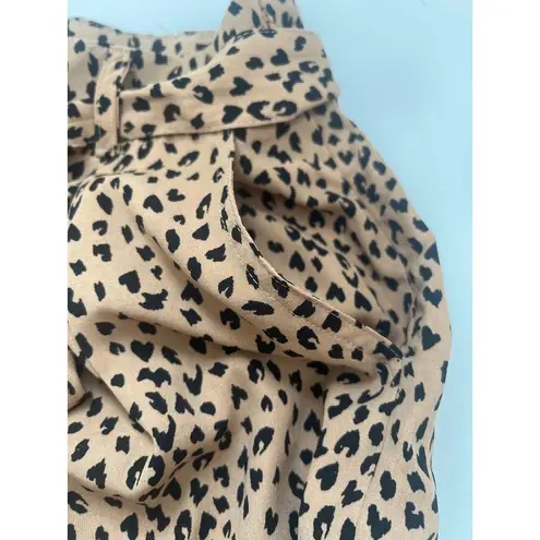 Mittoshop Animal Cheetah Print Ruffled Hem High Waisted Shorts Side Zip Size Small