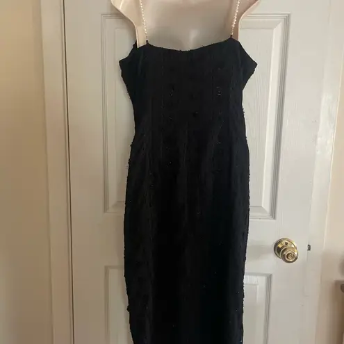 NWT Rihoas Elegant Black Sleeveless Dress With Pearl Detail Straps XL