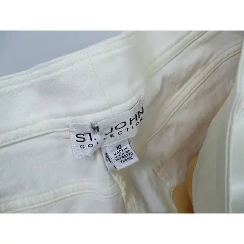 St. John Collection FLAWS-  White Wide Leg Straight Pants Jeans Size 10 Cotton