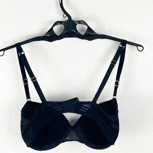 Stella McCartney Black Velvet Bow Fleur Dancing Adjustable Straps Bra, Size 34E