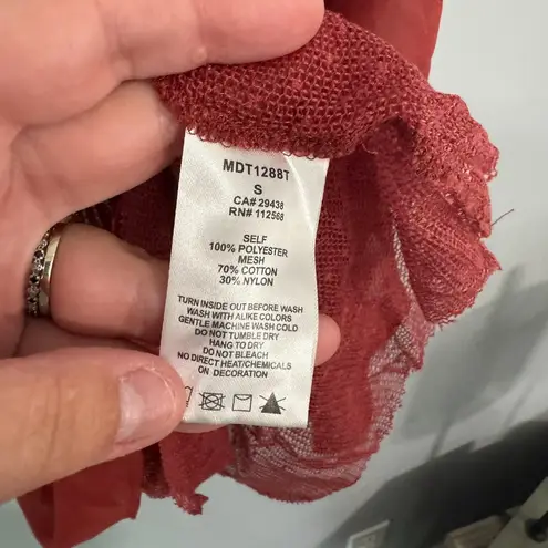 Miss Me Dark Orangey Red Camisole Tank Top Size Small Embroidered w/ Bead Front