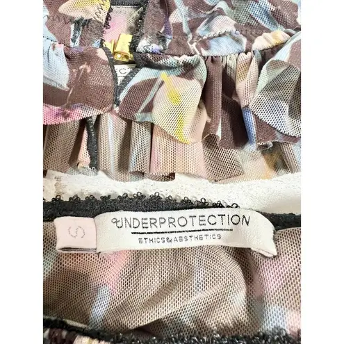 NWT Underprotection Nikoline Ruffle Trim Bra & Briefs Set Blue Floral Women's S