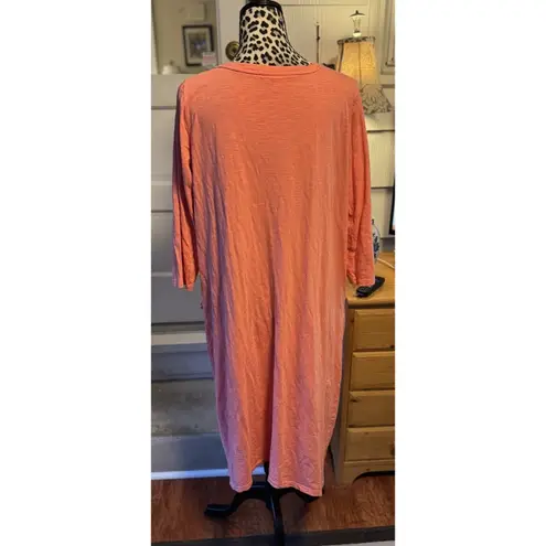 LOGO By Lori Goldstein Womens Cotton Slub Dress L Peach Lagenlook Pockets READ