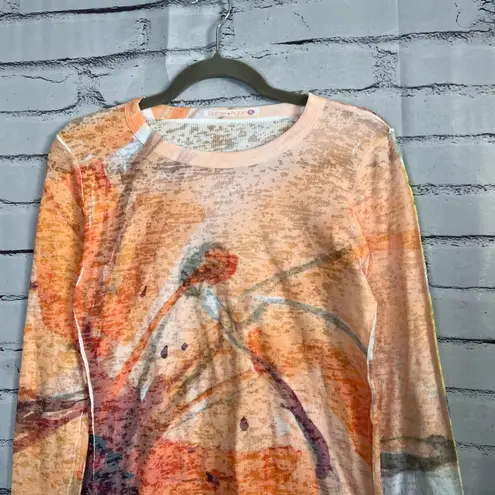 Before + Again Orange Red Graphic Long Sleeve Crew Shirt True to Size Women’s S - Image 5