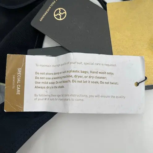 VIX Cheeky Swim Bottoms Size 8 Black NWT Solid Paula Hermanny Resort Beach Vaca