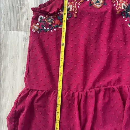 love on a hanger Cranberry Peplum Embellished Blouse