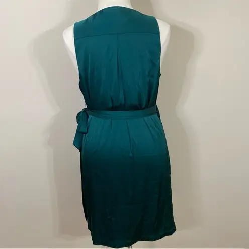 Gap Green satin sleeveless wrap dress