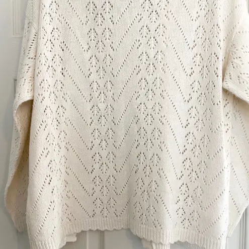 That's Me! Crochet Cardigan Open Front Knit Sweater Cream M Office Grannycore Size M