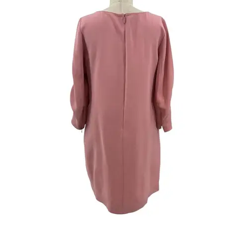 Lafayette 148 New York Pink Rosette Caddie Finesse Crepe Shift Dress Size Medium