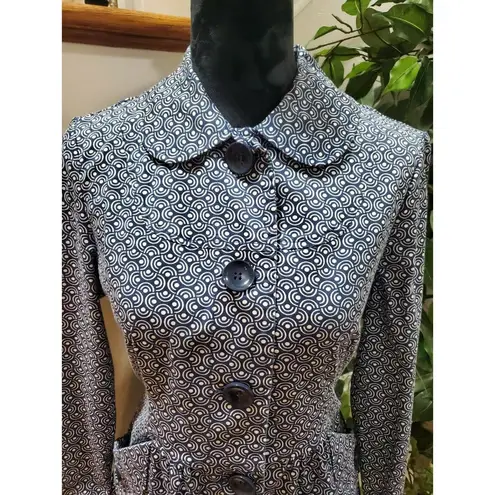 Live a Little  Women's Blue & White Cotton Long Sleeve Buttons Front Coat Size S