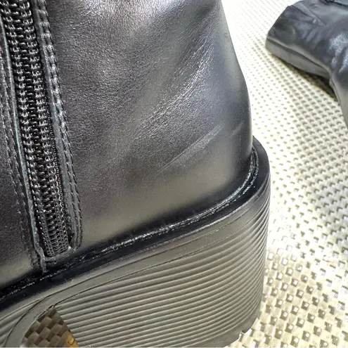 Unif Black Leather Chunky Slug Platform Boots