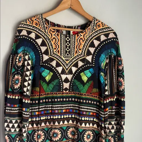 Farm Rio for Anthropologie Carlotta abstract patterned long-sleeve dress XS