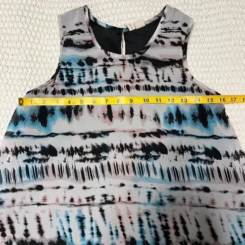 Japna  Tie Dye Stripe Chiffon Tank Top Blue Black‎ White Multi Small Flowy Y2K