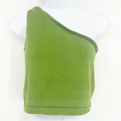 Callahan Knitwear x Revolve Womens One Shoulder Lora Crop Top Size S Olive Green