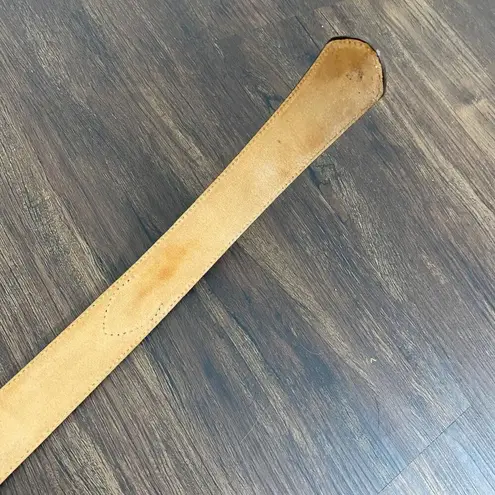 Tony Lama Boho Western Brown Tooled Leather Silver Clasp Belt Size 36