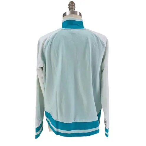80s 90s Y2K Finish Line Teal/Green Color Block Track Jacket Cotton/Spandex XL Green