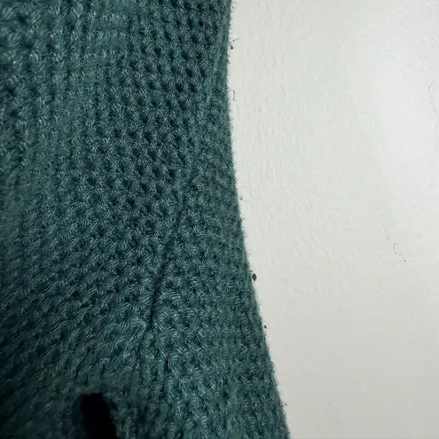 DULUTH TRADING CO Women's Heritage Waffle Stitch Crew Sweater Green Size L Size L