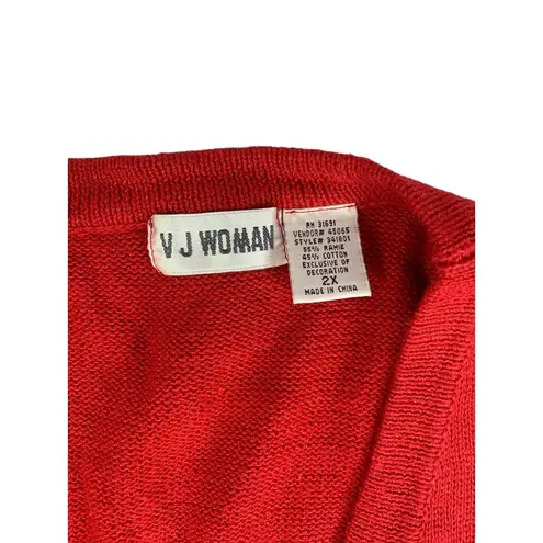 V J Women's North Pole Christmas Sweater Red Size 2X