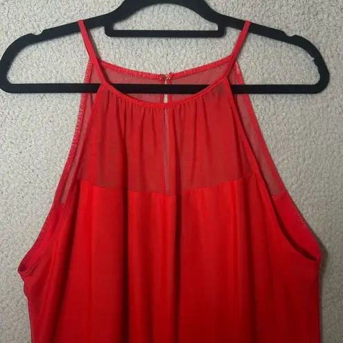 DKNY  Top Womens L Red Poppy Sleeveless Mesh‎ Top Xmas Party Event Casual NEW - Image 4
