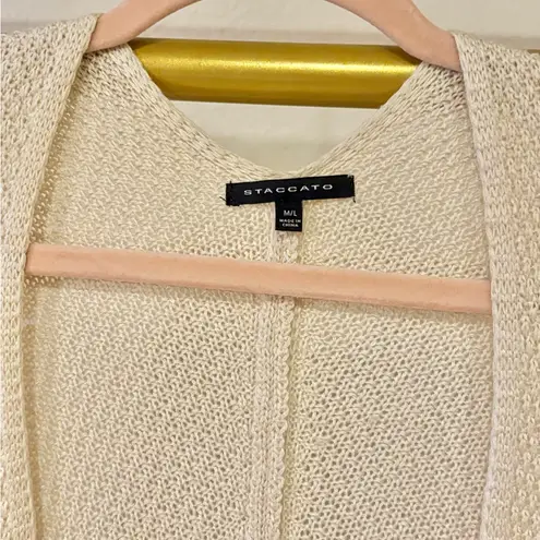 Staccato Ivory cream knit sweater open cardigan M/L