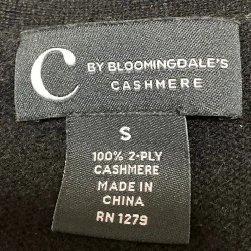 C by Bloomingdale's 100% Cashmere Black Knit Long Sleeve Cardigan Sweater Top S