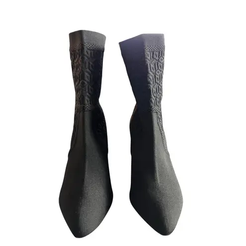 Impo Vikky Womens Black Knit Pointed Toe Block Heel Bootie Comfort