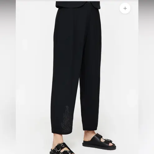 Disturbia Aya Embroidered Linen Blend Balloon Pants Size 4 NWT Black