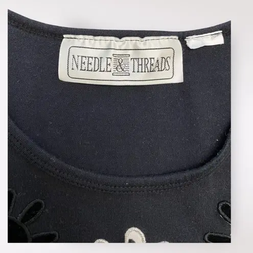 Needle And Threads Vintage Cat Maxi Dress Size Large Black 80s Halloween