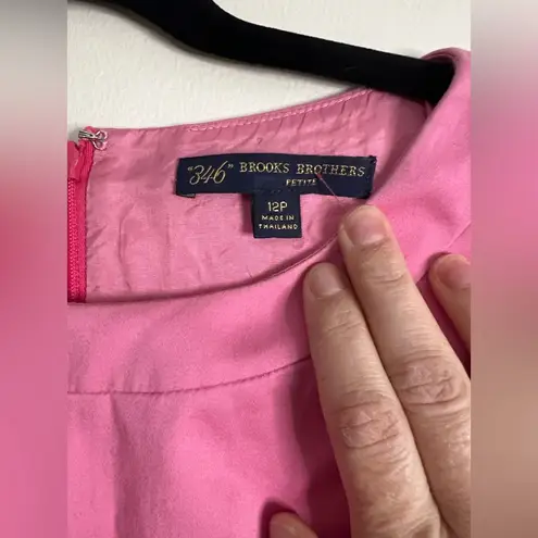 Brooks Brothers 346 Pink Sleeveless Sheath Dress Size 12P work career preppy