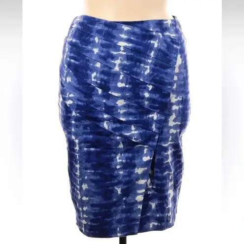Anthropologie Eva Franco Blue Motif Tie Dye Araca Pencil Skirt Size 14 EUC!