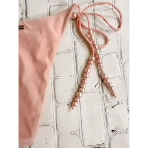 Meshki  Womens Pearl Arabella Tie Up Bikini Bottom Swimwear Pink Size Large NWT