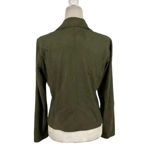 Lysse Womens Bea Olive Green Faux Suede Asymmetric Moto Crop Jacket Size Medium