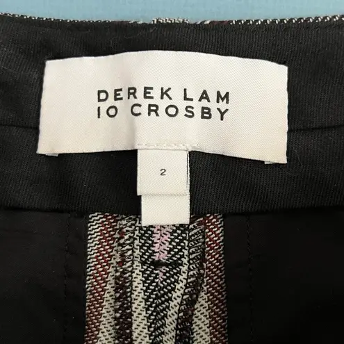 Derek Lam 10 Crosby High Rise Kick Flare Plaid Gray Pink Trouser Pants