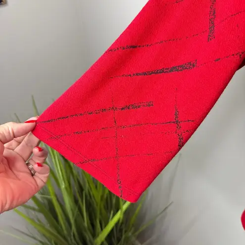 Ali Miles RUBY Size 2X Red/Black Asymmetric Knit Tunic Top Cowl Neck Art to Wear Red